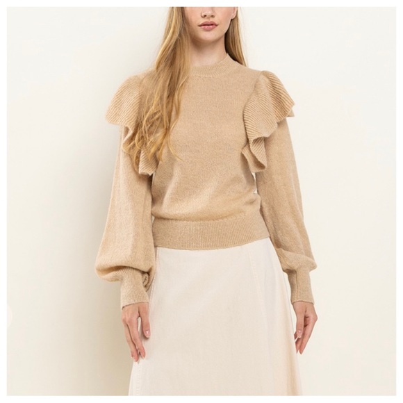 78 Soft Knit Ruffle Sweater Top - Picture 6 of 6